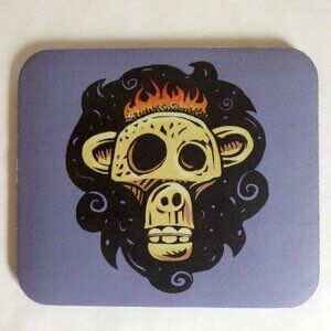 NEW MOUSE PAD FLAMING MONKEY APE SKULL CUSHIONED CHET PHILLIPS ILLUSTRATION
